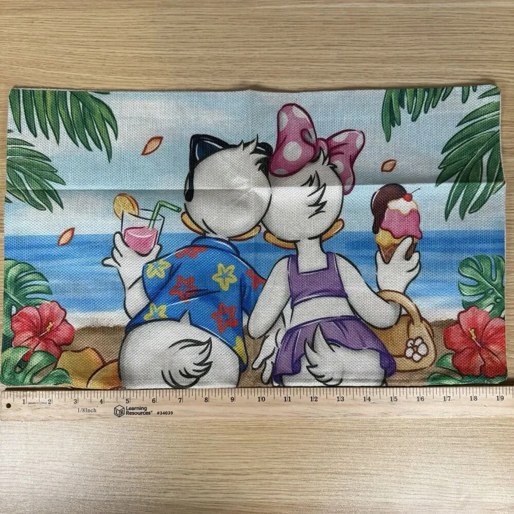 Donald Daisy Duck Tropical Beach Pillow Case Cover Summer Linen Zipper 12x18